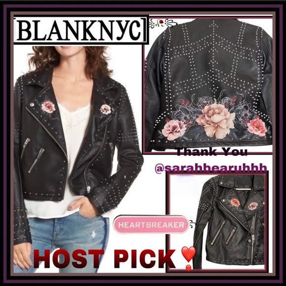 Blank NYC Jackets & Blazers - NWT BLANK NYC Stud Floral Moto Jacket Heartbreaker